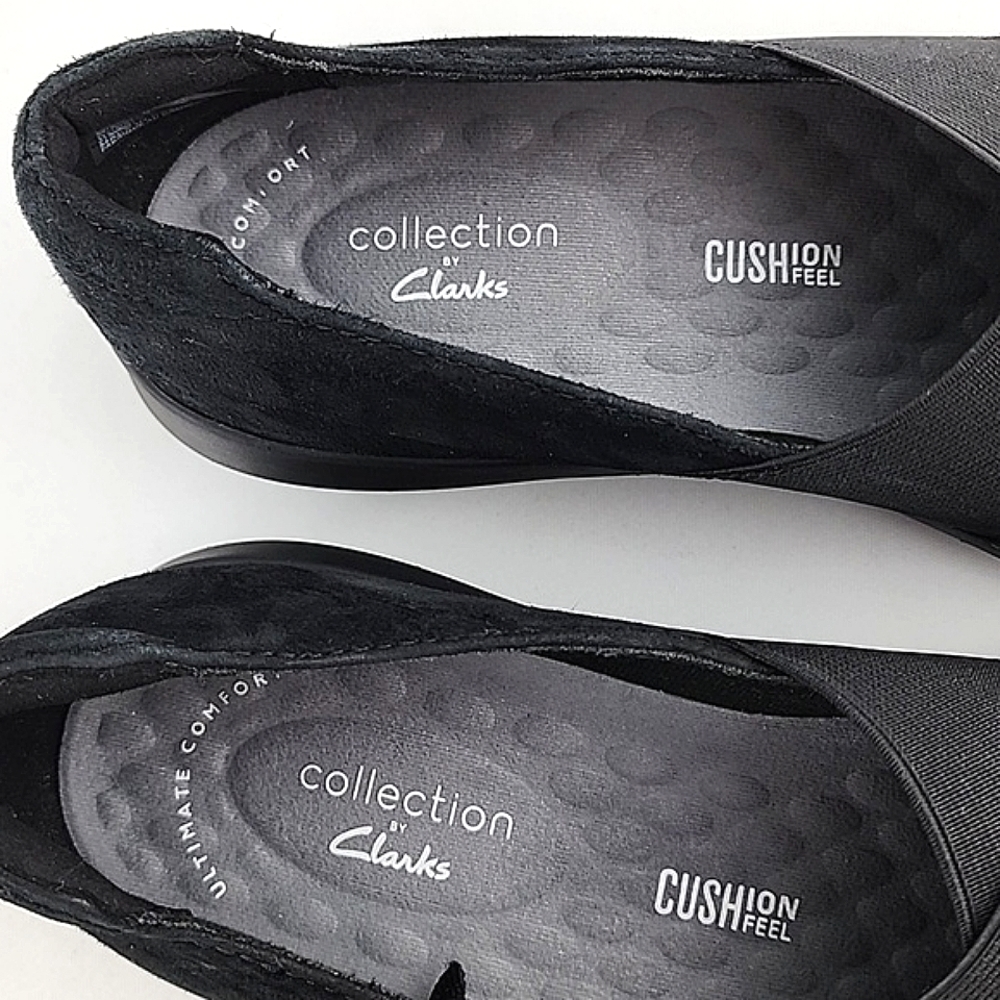 Clarks Women's Kayleigh Suede Cushion Feel Slip On Casual Flats Black 7.5M - Picture 9 of 15
